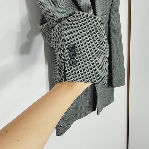 Oscar de la Renta Vintage Men's Oversized Gray Black Wool Blend Blazer Professor - Picture 3 of 14